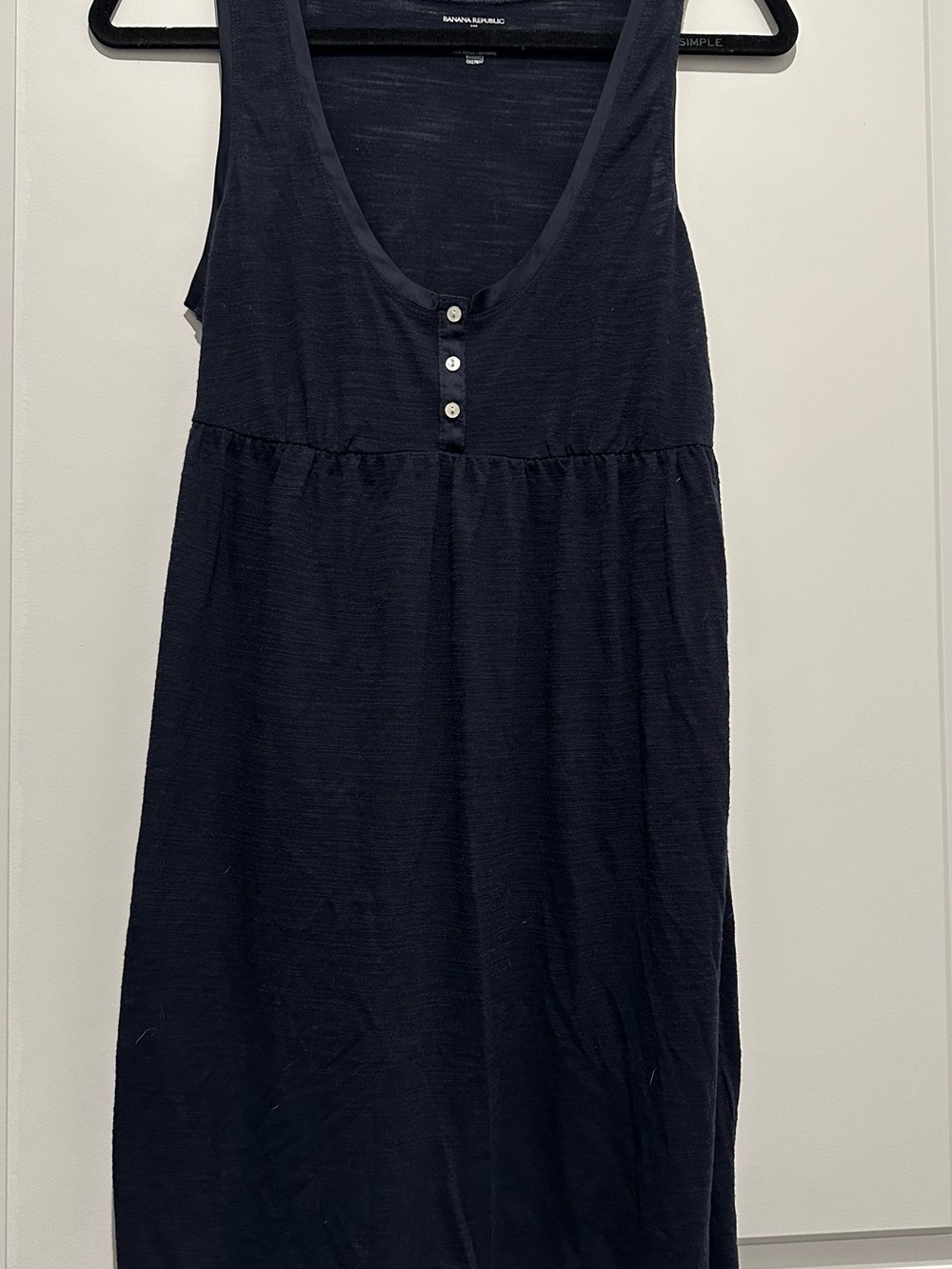 Banana Republic Navy Sleeveless Button-Front Dress